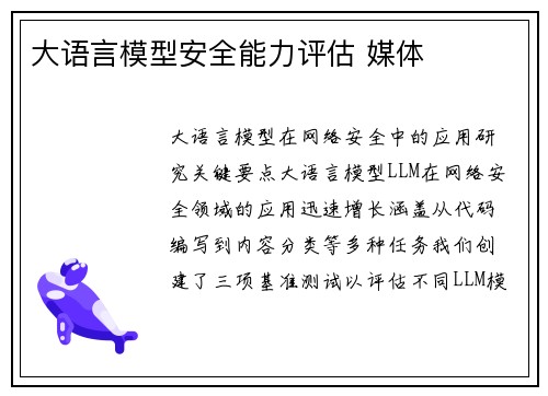 大语言模型安全能力评估 媒体